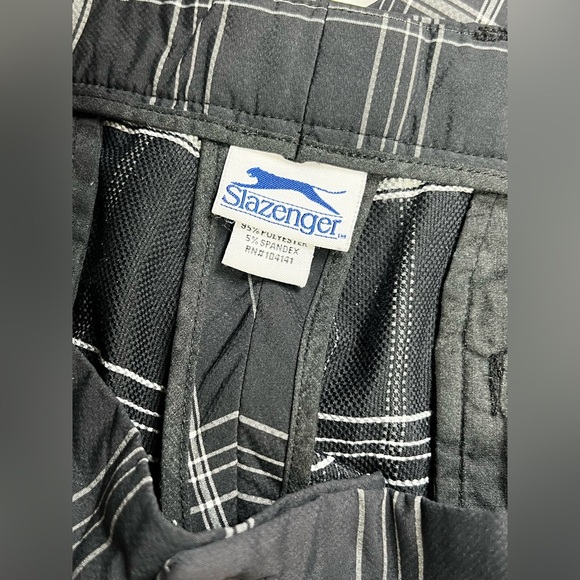 SLAZENGER Men's Black and White plaid flat front golf shorts size 38 - Picture 10 of 12